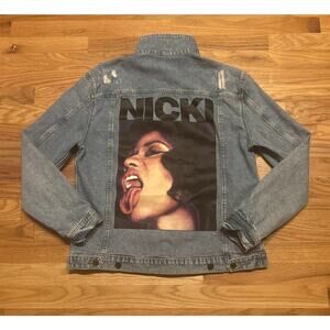Nicki Minaj x H&M Divided Limited Edition Denim Jacket Size Large Rap Hip Hop
